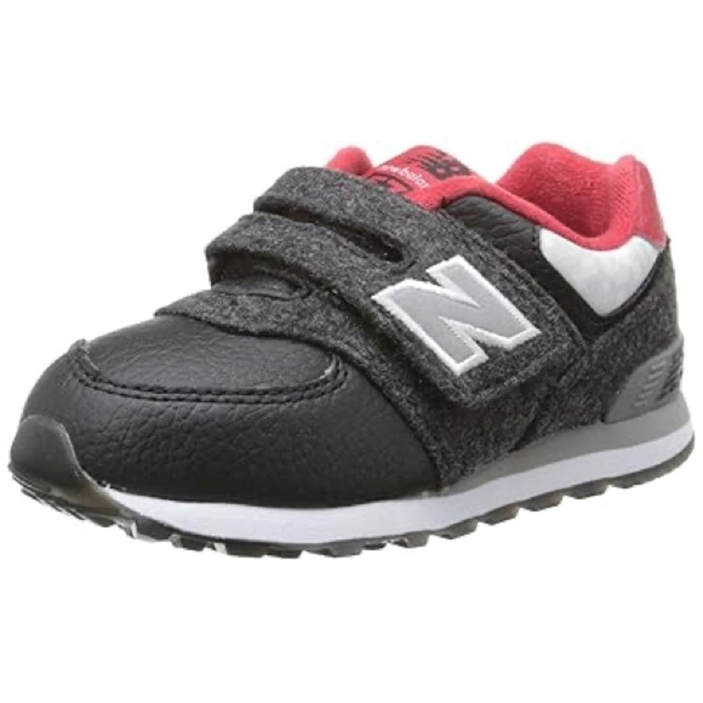 New Balance Kids' 574 V1 Classic Hook and Loop Sneaker - Black/Red - 7.5 Toddler